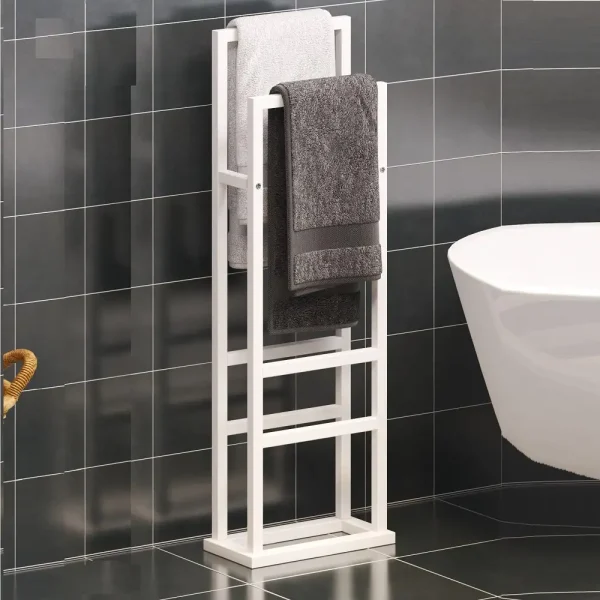 Suport prosop Vella, din metal pentru baie, 90 cm,alb