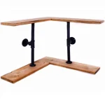 Raft colt cu 2 polite stil industrial din lemn-metal Homs 62x50x35x12 cm - imagine 3