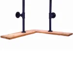 Raft colt cu 2 polite stil industrial din lemn-metal Homs 62x50x35x12 cm - imagine 4