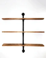 Raft cu 3 polite stil industrial din lemn-metal Homs 75 X 75 X 12 cm - imagine 3