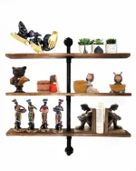 Raft cu 3 polite stil industrial din lemn-metal Homs 75 X 75 X 12 cm