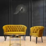 Set canapea Milano Relax Homs textil mustar gold - imagine 3