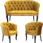 Set canapea Milano Relax Homs textil mustar gold