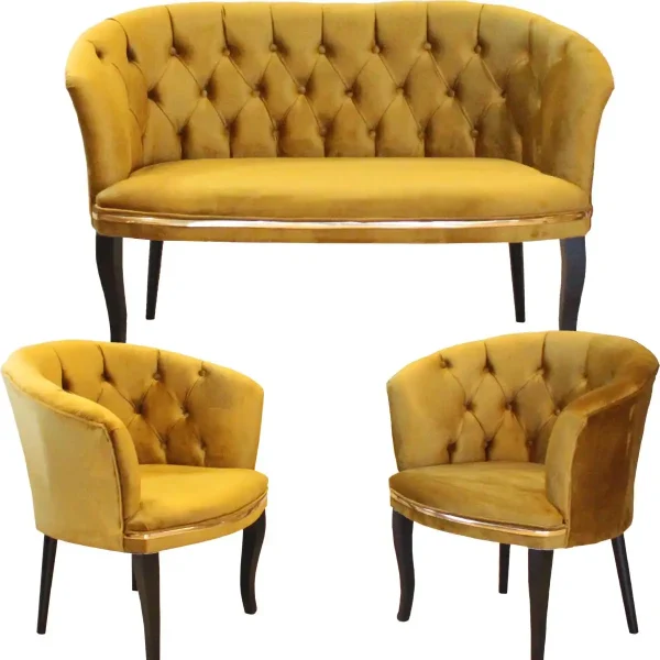 Set canapea Milano Relax Homs textil mustar gold