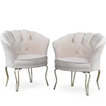 Set fotolii Viena, 2 buc scaun, bej-auriu, picioare metal auriu, Homs