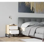 Noptiera Cefalu cu 2 sertar alb stejar 55x40x40 cm - imagine 2