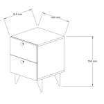 Noptiera Karen cu 2 sertare culoare nuc 55 cm - imagine 3