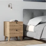 Noptiera Karen cu 2 sertare culoare nuc 55 cm