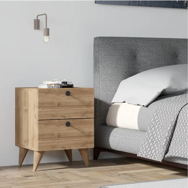 Noptiera Karen cu 2 sertare culoare nuc 55 cm