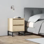 Noptiera Oliva cu 2 sertar culoare nuc 55 cm - imagine 4