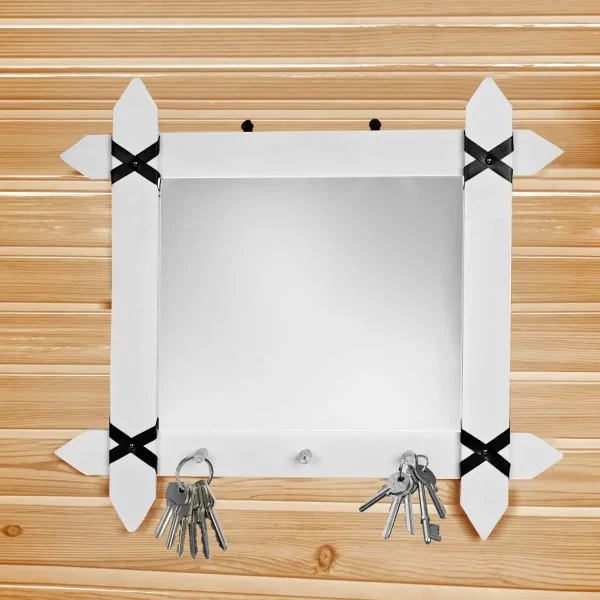 Oglinda cu agatatori Roma Homs Alb 47 X 57 X 7, lemn stratificat