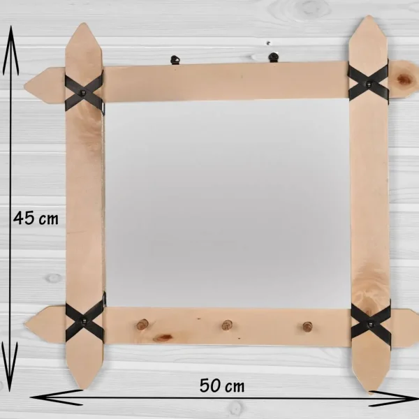 Oglinda cu agatatori Roma Homs Natur 47 X 57 X 7, lemn stratificat