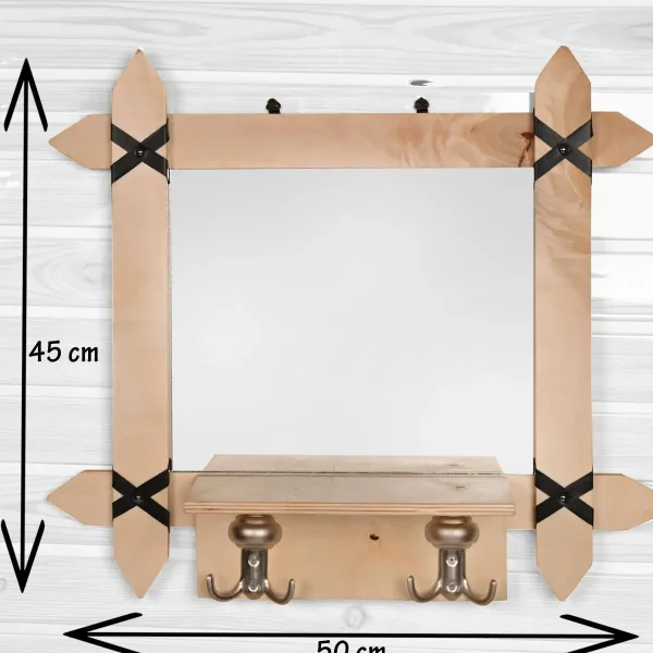 Oglinda cu agatatori Venetia Homs natur 47 X 52 X 14, lemn stratificat