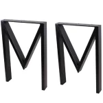 Set 2 picioare metalice pentru masa, negru mat, 72 cm - imagine 2