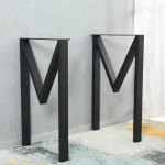 Set 2 picioare metalice pentru masa, negru mat, 72 cm