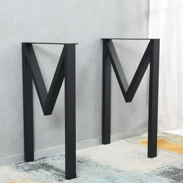 Set 2 picioare metalice pentru masa, negru mat, 72 cm