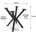 Picioare pentru masa rotunda sau patrata metal, culoare negru,70 cm