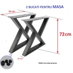 Set picioare pentru masa din metal, negru,72 cm - imagine 2