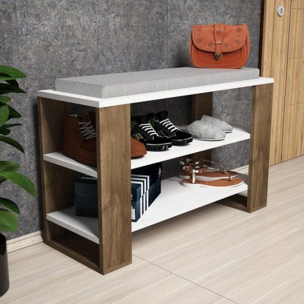 Pantofar tip bancuta, Dore Homs, alb/nuc, 90 x 55 x 33 cm, PAL 18 mm