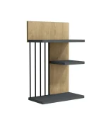 Raft de perete cu 3 polite, Nezma Homs, 60 x 40 x 21 cm, stejar/gri antracit - imagine 3