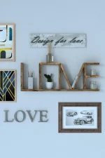 Raft de perete din lemn LovU Homs, 75 x 8 x 27 cm, maro - imagine 2