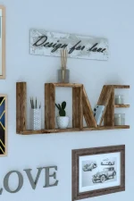 Raft de perete din lemn LovU Homs, 75 x 8 x 27 cm, maro