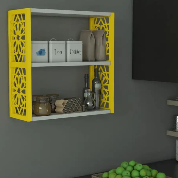 Raft de perete din PAL/PPE, Lulu Homs, alb-galben, 50 x 45 x 20 cm