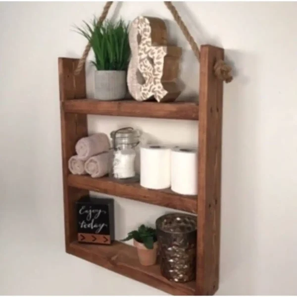 Raft de perete pentru baie Happy Homs, lemn natur