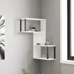 Raft de perete Lester pentru colt, culoare alb si negru 84 cm - imagine 3