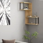 Raft de perete Lester pentru colt, culoare nuc si negru 84 cm - imagine 3