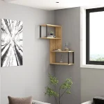 Raft de perete Lester pentru colt, culoare nuc si negru 84 cm - imagine 4