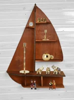 Raft de perete 72×52×18 cm – lemn stratificat nuc, Sailor - imagine 3