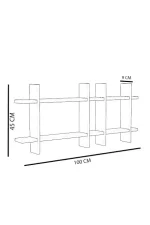 Raft perete din lemn Gozde Homs, 100 x 45 x 9 cm, maro - imagine 6