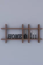 Raft perete din lemn Gozde Homs, 100 x 45 x 9 cm, maro - imagine 3