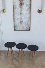 Set masuta de cafea Homs 3 buc,negru-nuc - imagine 5