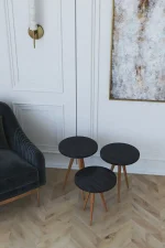 Set masuta de cafea Homs 3 buc,negru-nuc - imagine 3