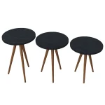 Set masuta de cafea Homs 3 buc,negru-nuc - imagine 4