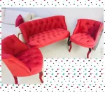 Set canapea 2 locuri cu 2 fotolii, Cafe Homs rosu - imagine 4