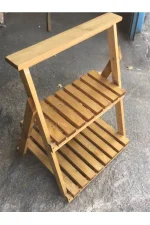 Etajera flori din lemn, Homs Garden 4, Natur, 69 x 58 x 50 cm - imagine 2