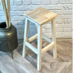 Scaun bar Vinita din lemn, culoare bej, 80 cm - imagine 3