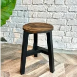 Scaun taburet Heidi , din lemn, culoare nuc-negru, 45 cm - imagine 3