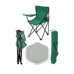 Set 2 Scaune Pliabile cu Cotiere și Suport, Pentru Camping sau Grădină,verde - imagine 4
