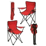 Set 2 Scaune Pliabile cu Cotiere și Suport, Pentru Camping sau Grădină - imagine 3