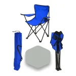 Set 2 Scaune Pliabile cu Cotiere și Suport, Pentru Camping sau Grădină,albastru - imagine 5