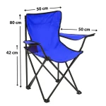 Set 2 Scaune Pliabile cu Cotiere și Suport, Pentru Camping sau Grădină,albastru - imagine 3