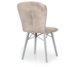 Set masa extensibila cu 6 scaune tapitate Homs cristal bej-picior-alb-170 x 80 cm - imagine 3