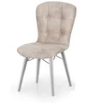 Set masa extensibila cu 6 scaune tapitate Homs cristal bej-picior-alb-170 x 80 cm - imagine 2