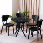 Set Masa Barton din MDF cu 4 Scaune din metal, culaore negru, 140 cm - imagine 12