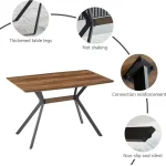 Masa bucatarie texturata Agatha,nuc-negru,120 cm - imagine 4