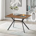 Masa bucatarie texturata Agatha,nuc-negru,120 cm - imagine 5